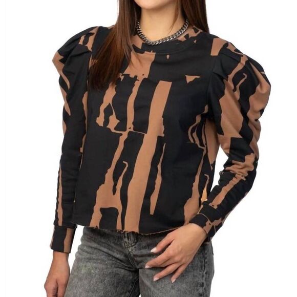 CROSBY‎ By Mollie Burch Bixby Sweater Cotswold Black Brown Size Medium - Picture 1 of 10